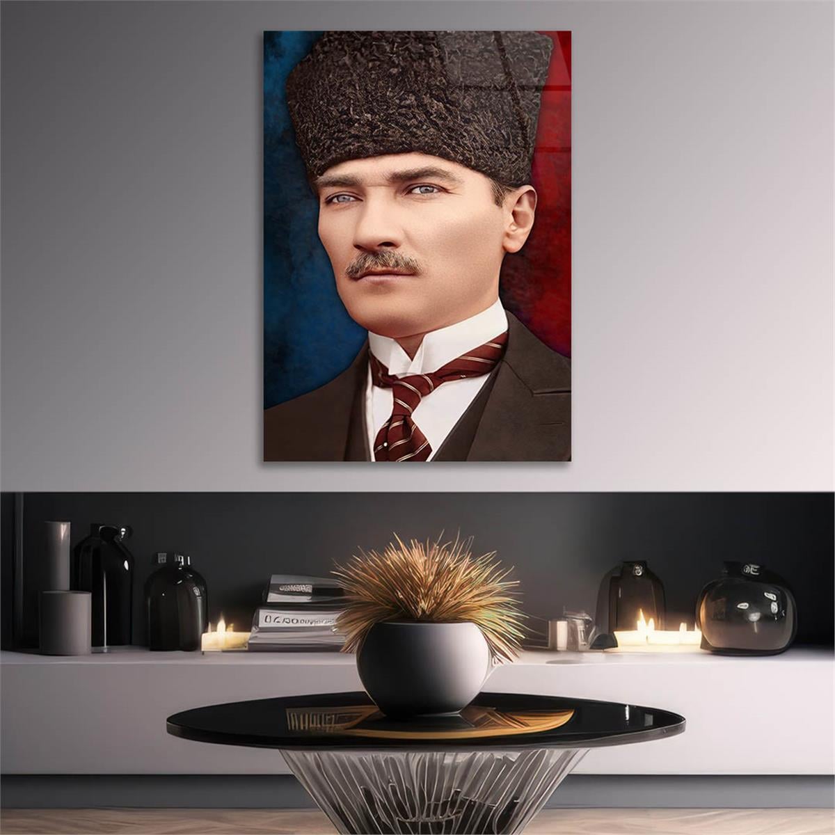 Dikey VatanTemalı Cam Tablo 180