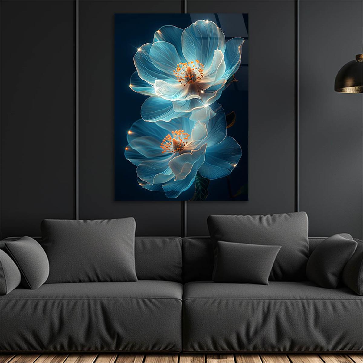 Dikey Sanat Temalı Cam Tablo 456