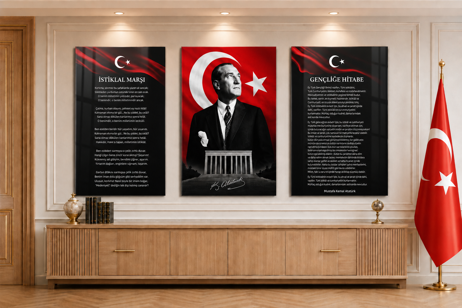  3lü Set VatanTemalı Cam Tablo 34