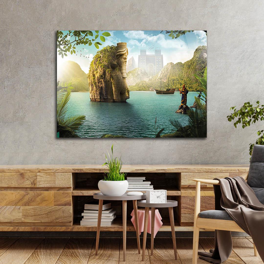 Kunst Thema auf bedrucktem Glas