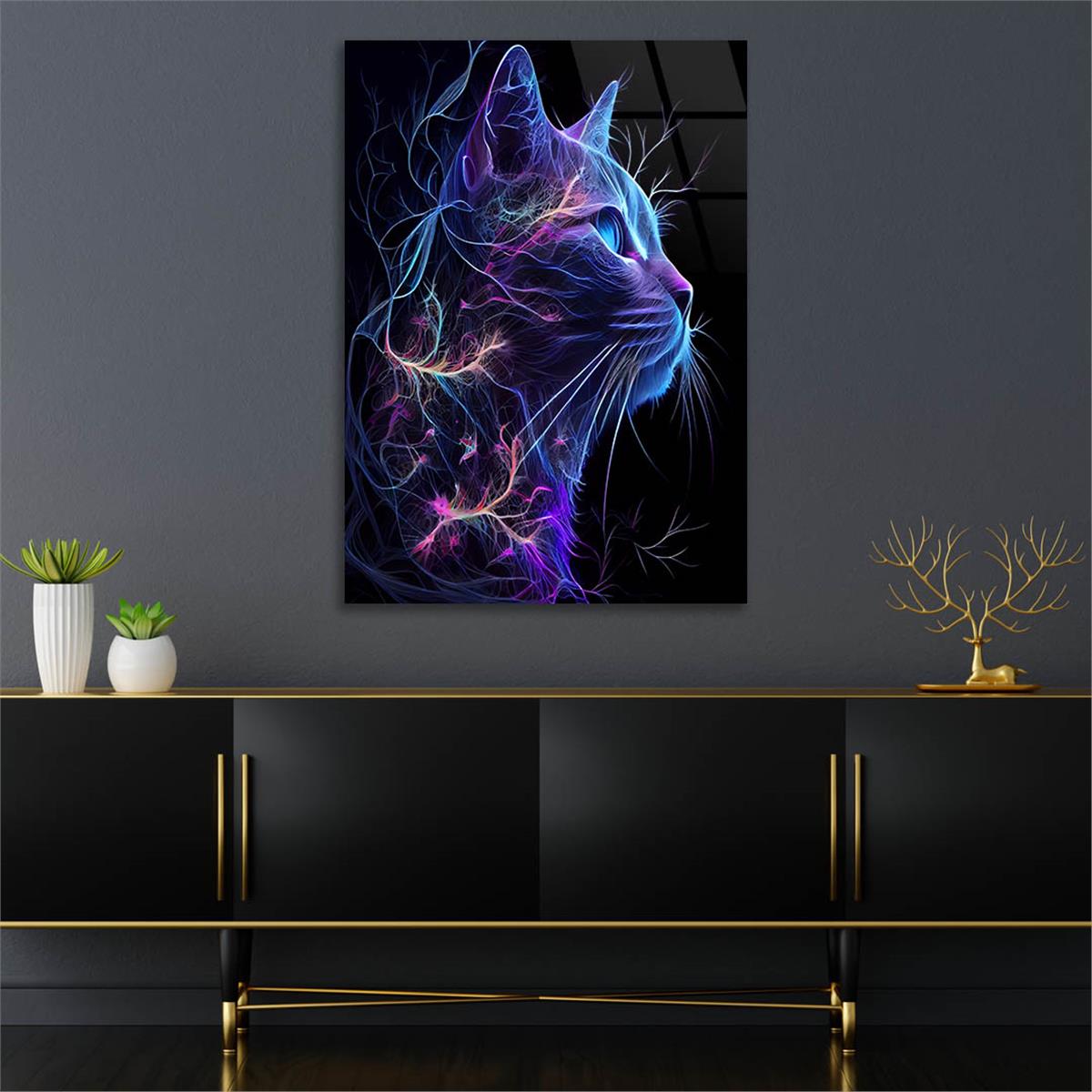 Dikey Sanat Temalı Cam Tablo 432