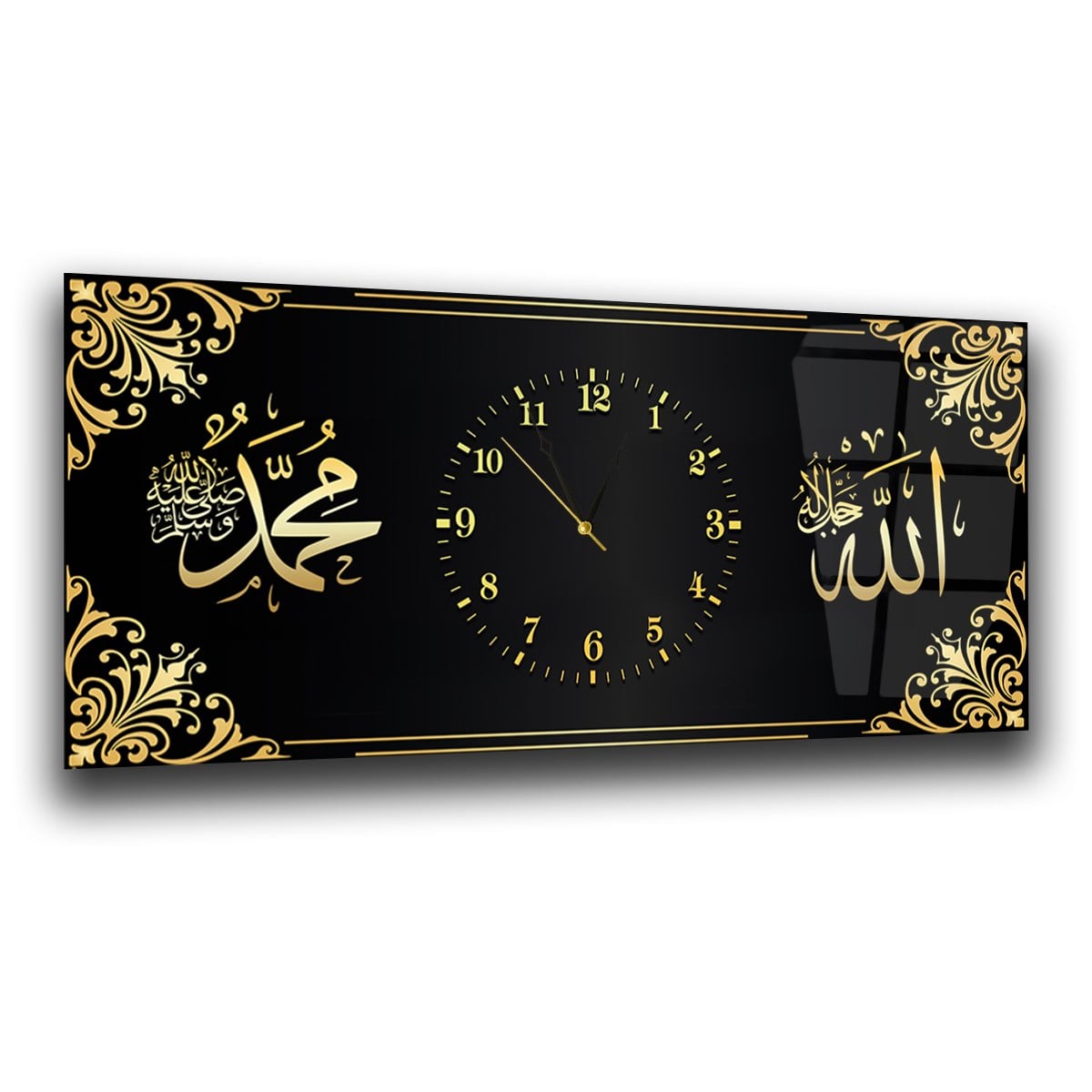 Middle-Clock, Religious-Themed Horizontal Glass Wall Painting 059