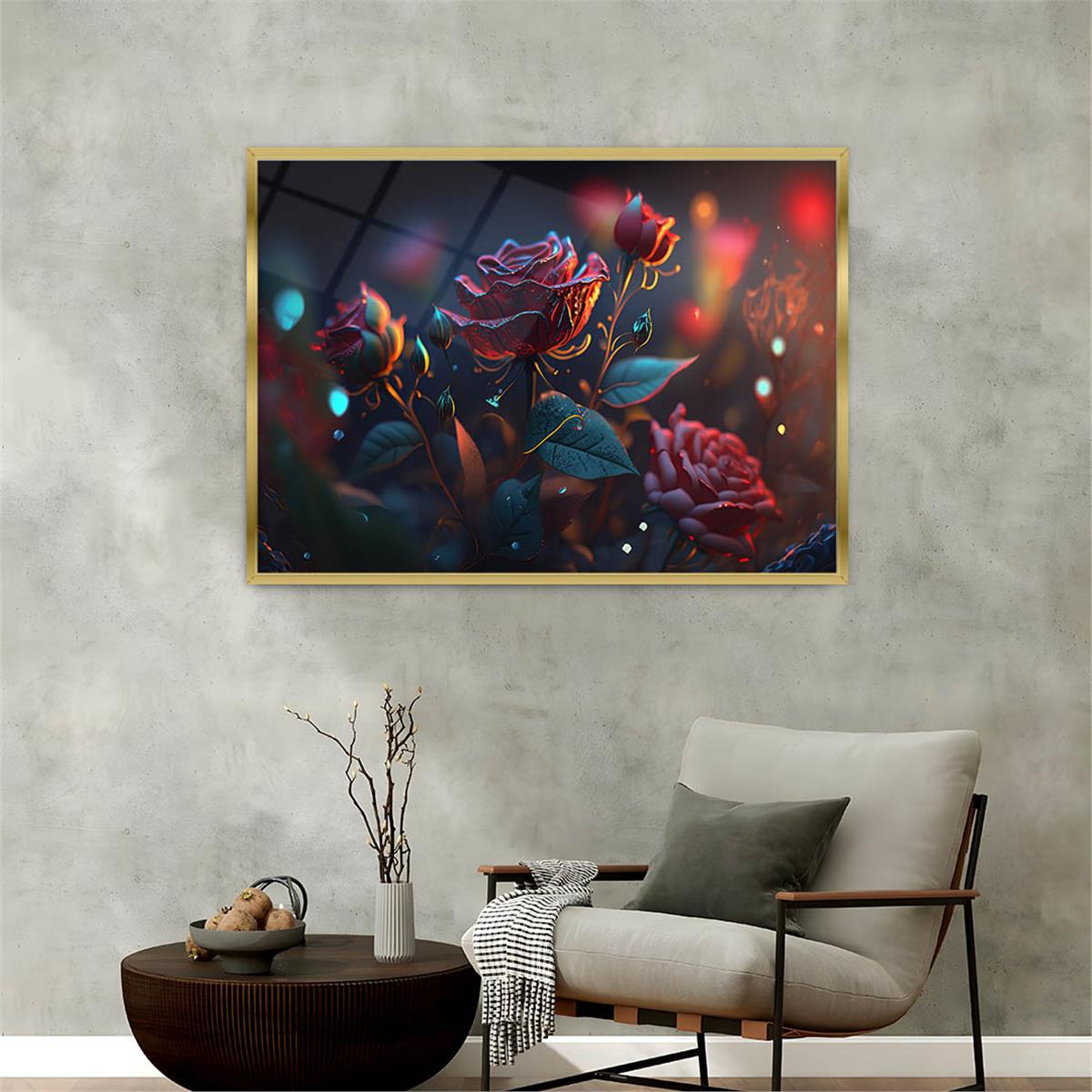 Aluminum-Framed Natured-Themed Tempered Glass Wall Art 049