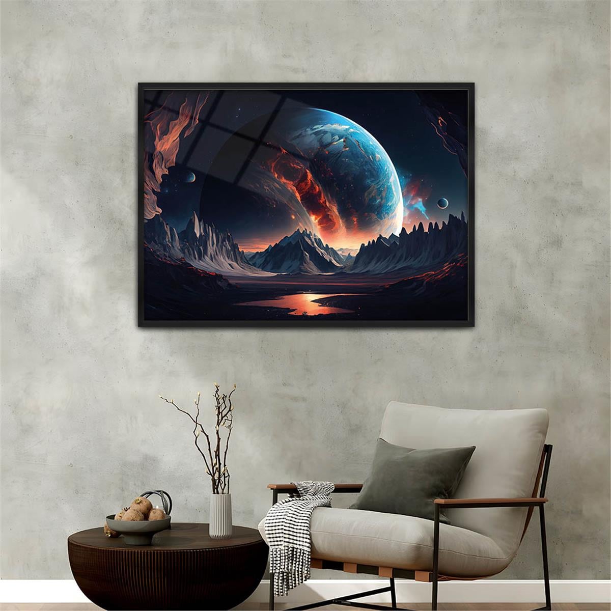 Aluminum-Framed Art-Themed Tempered Glass Wall Art 044
