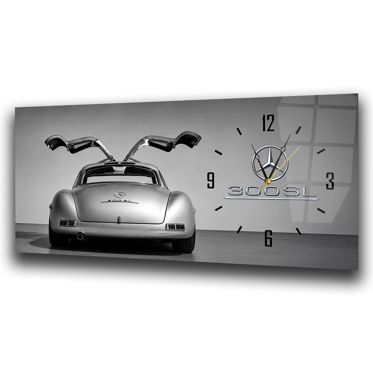Kırmızı Ferrari Saatli Cam Tablo