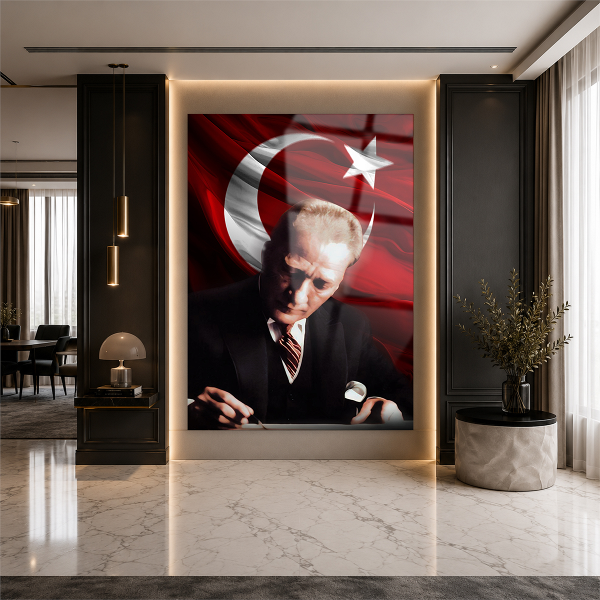 Dikey VatanTemalı Cam Tablo 149