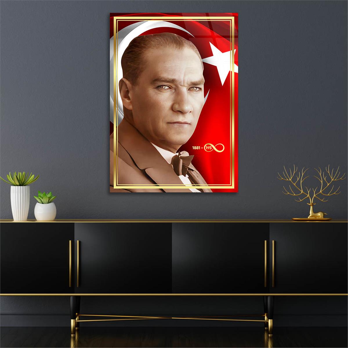 Dikey VatanTemalı Cam Tablo 256