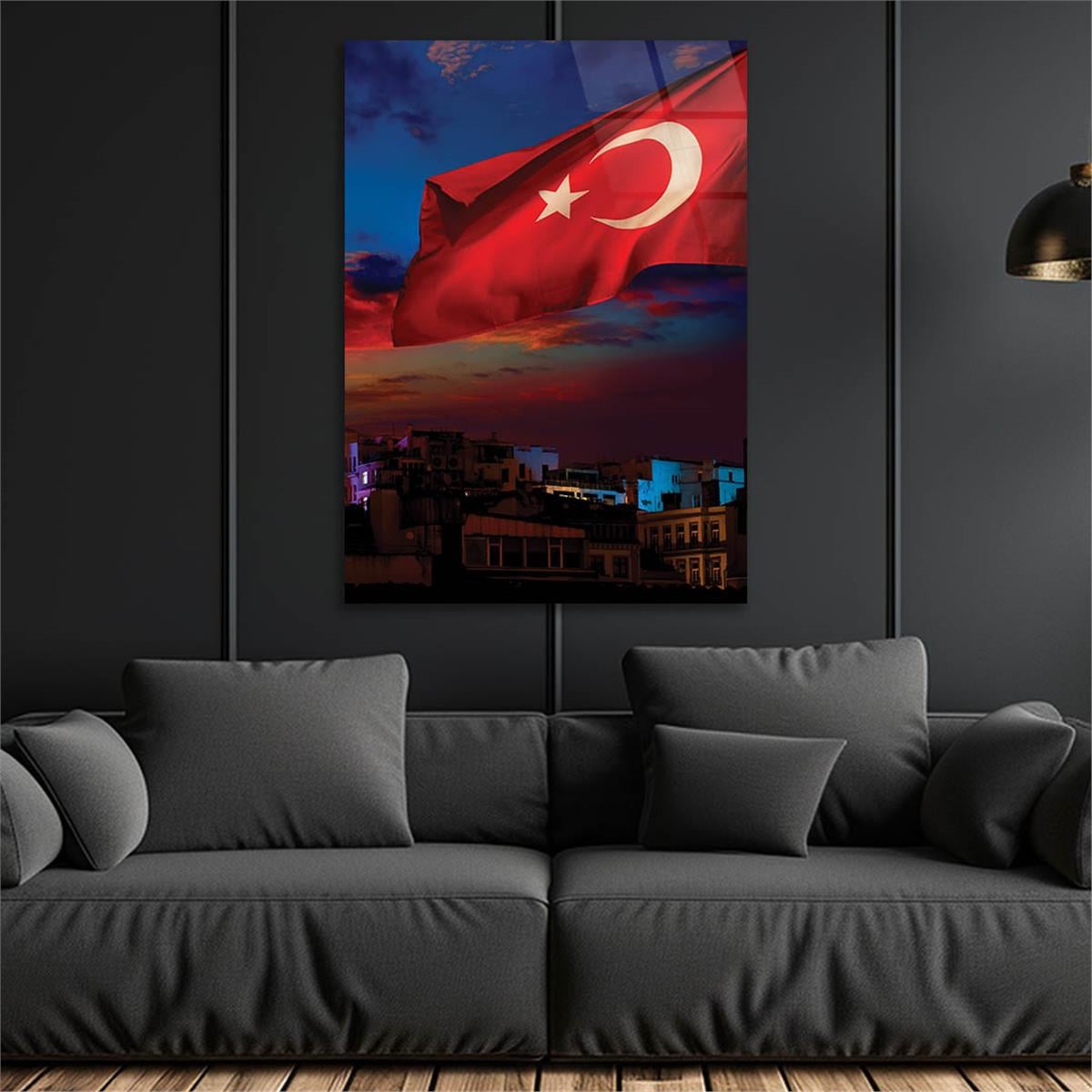 Turkish Flag Glass Wall Art