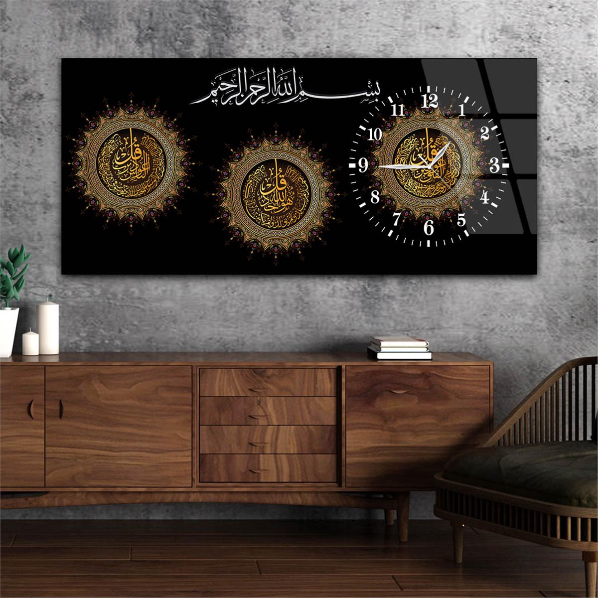 Side-Clock, Religious-Themed Horizontal Glass Wall Painting 054