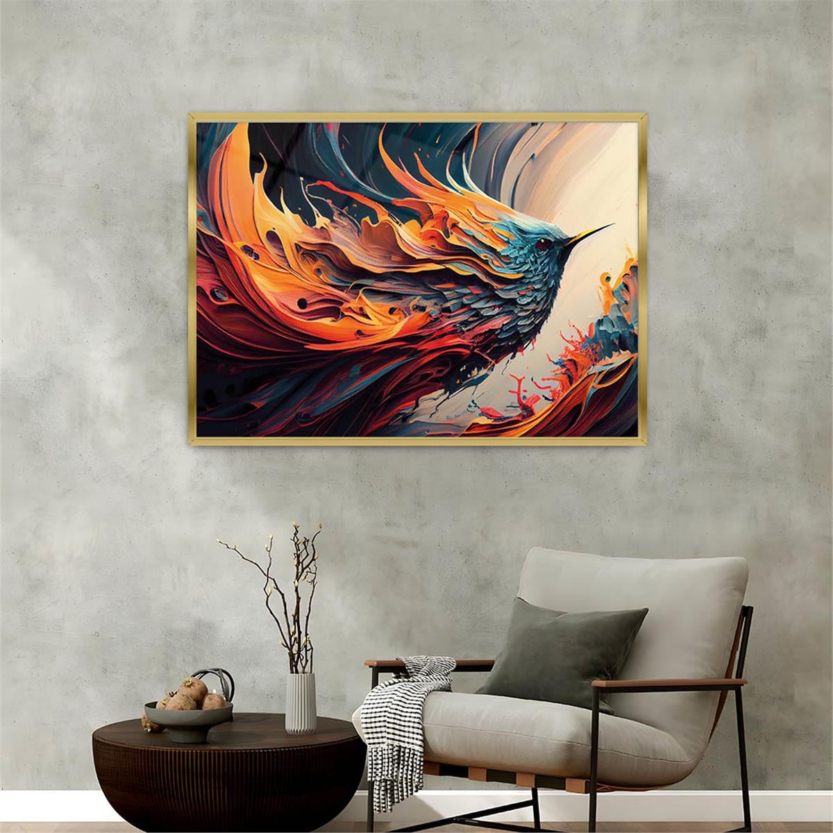 Aluminum-Framed Art-Themed Tempered Glass Wall Art 050