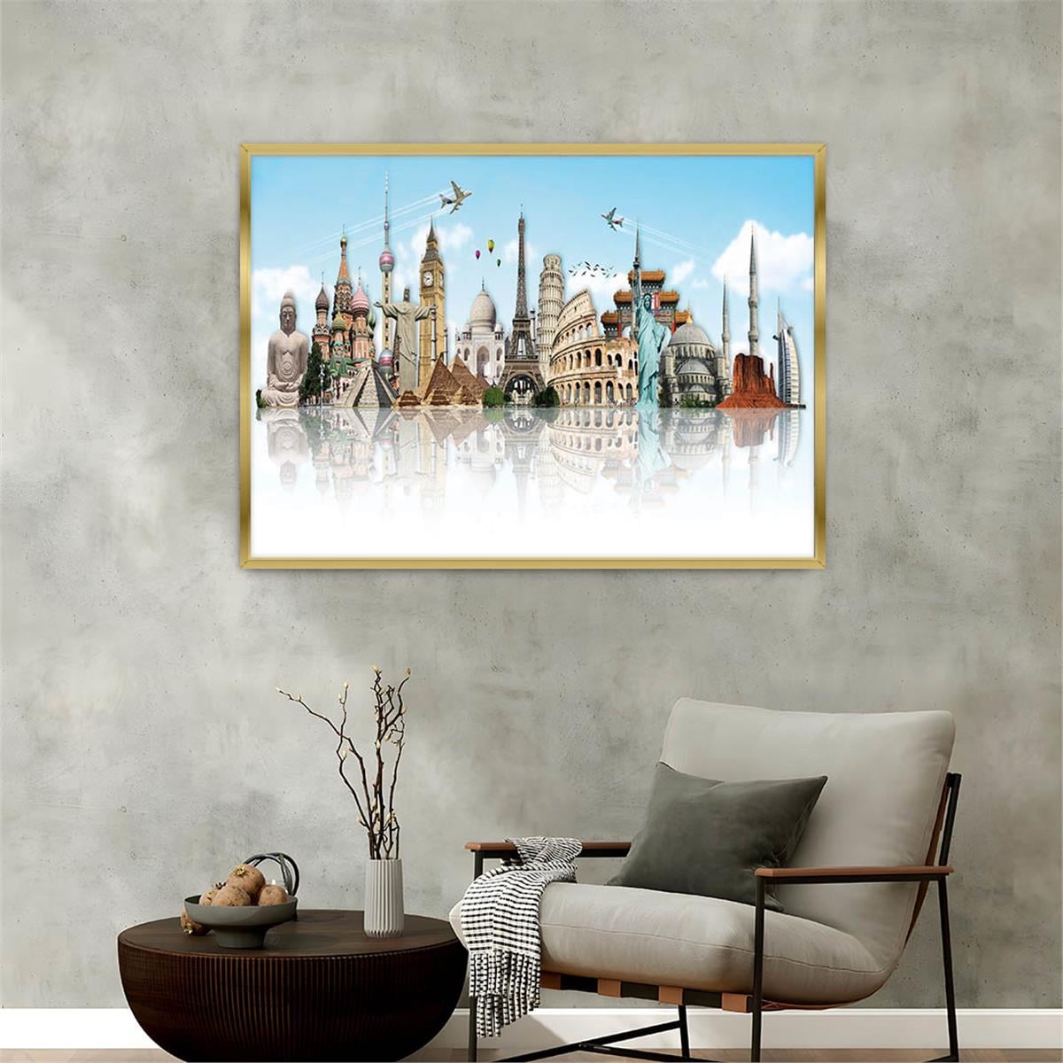 Aluminum-Framed Art-Themed Tempered Glass Wall Art 077
