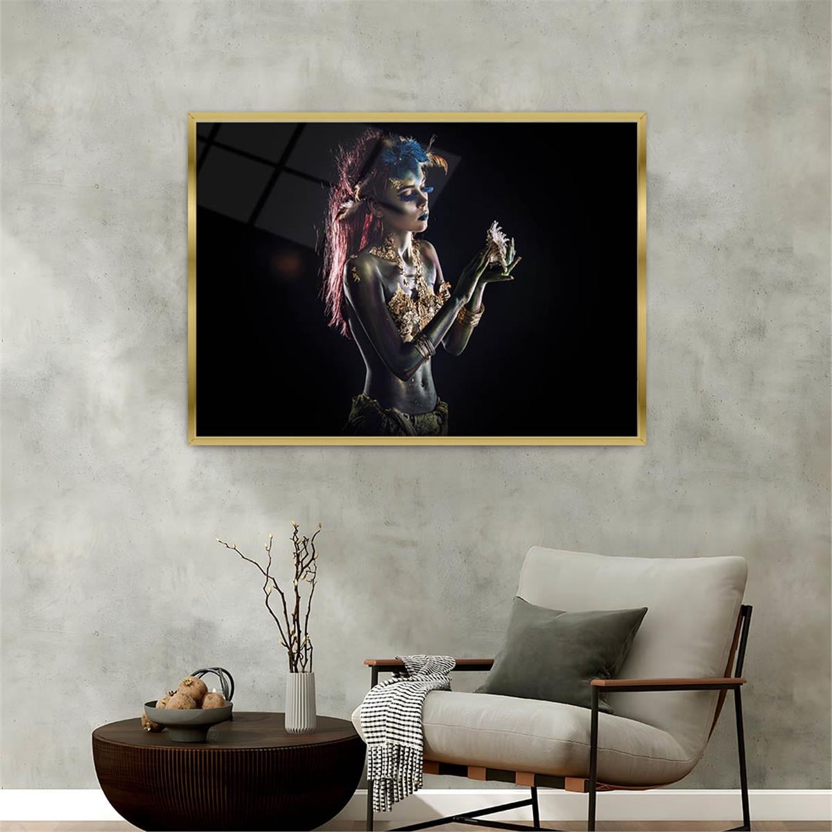 Aluminum-Framed Art-Themed Tempered Glass Wall Art 097