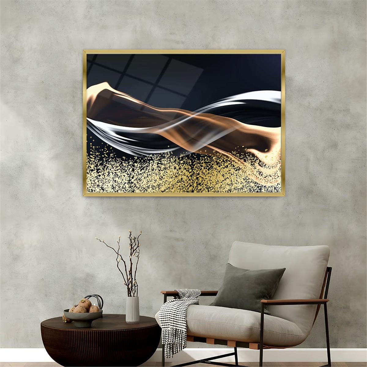 Aluminum-Framed Art-Themed Tempered Glass Wall Art 042