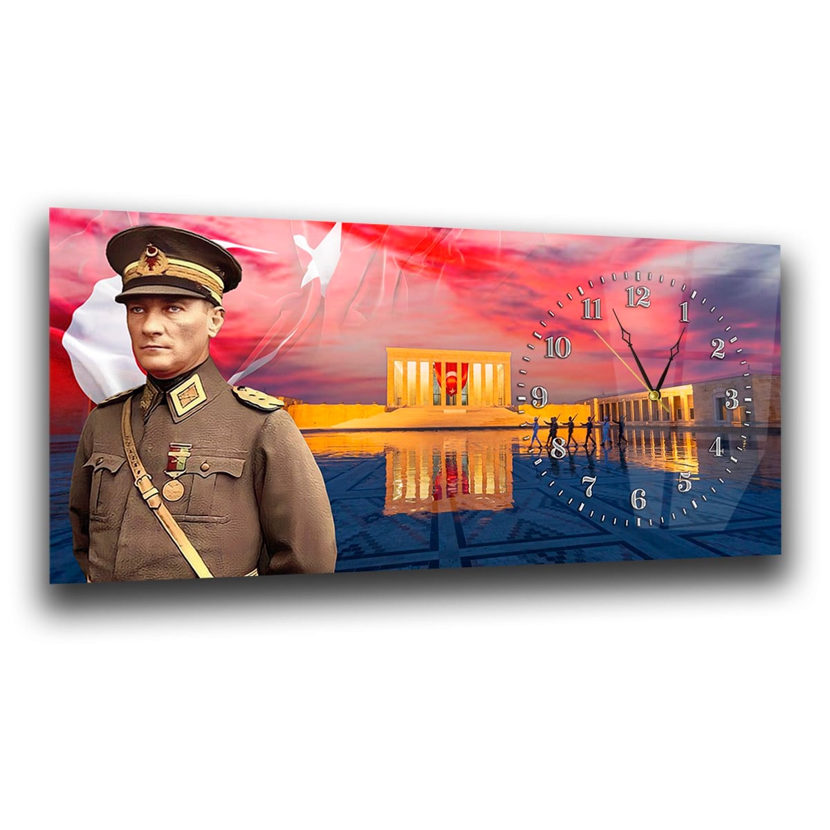 Atatürk ve Anıtkabir Saatli Cam Tablo