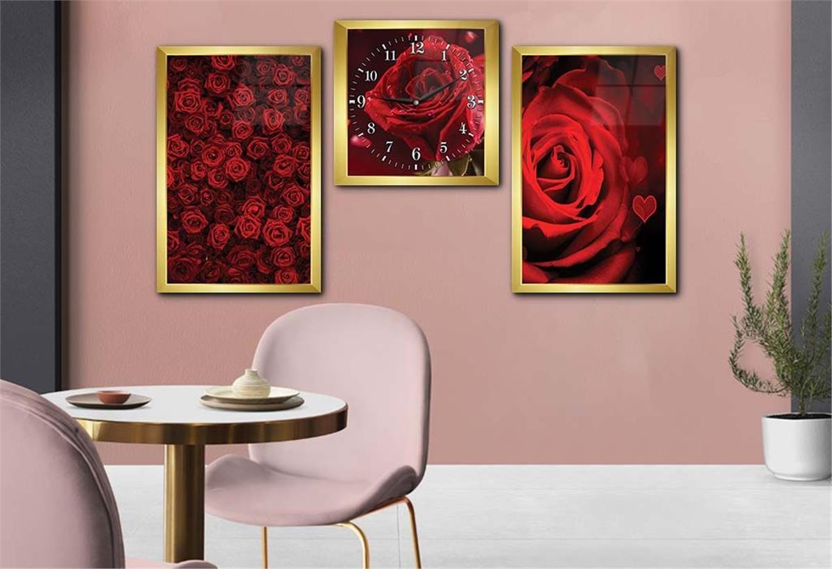 SANAT TEMALI CAM TABLO CAM DUVAR SAATİ SETİ 