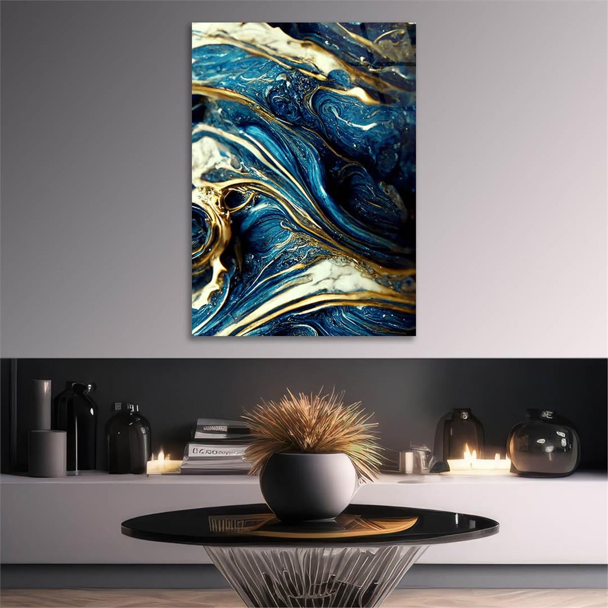 Dikey Sanat Temalı Cam Tablo 558