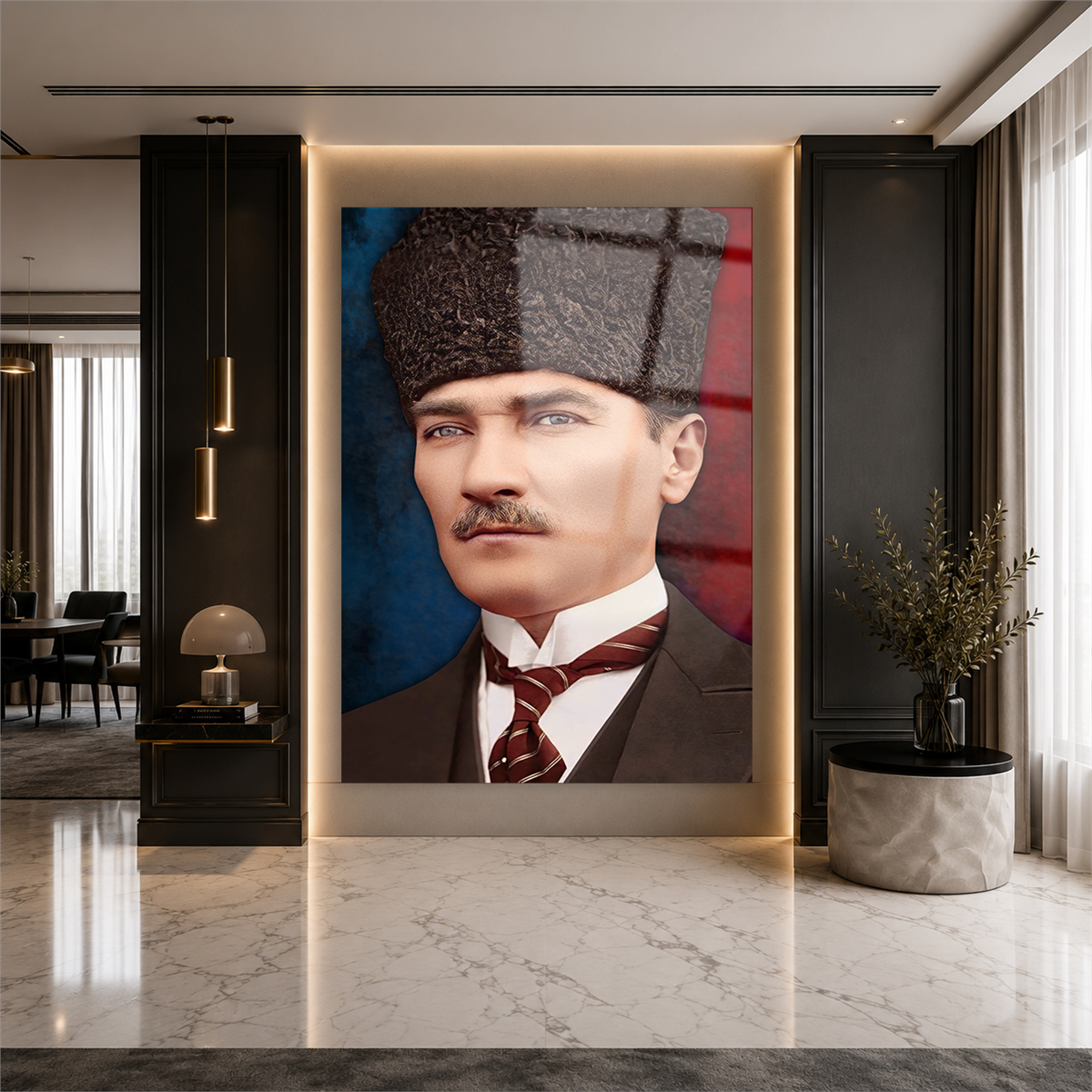 Dikey VatanTemalı Cam Tablo 180