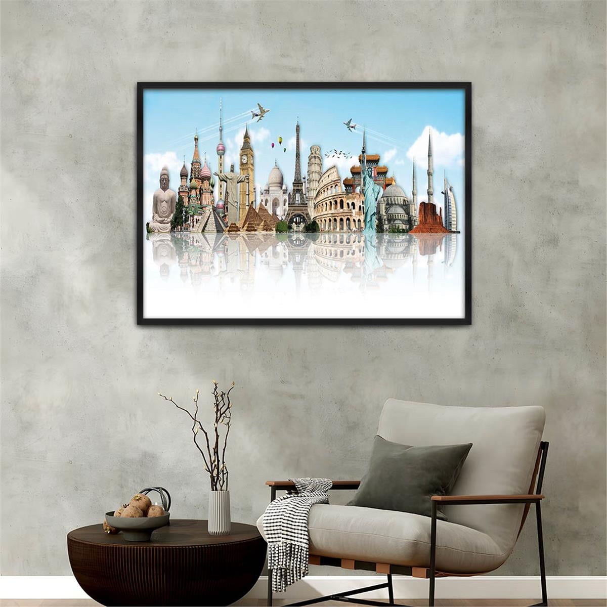 Aluminum-Framed Art-Themed Tempered Glass Wall Art 077