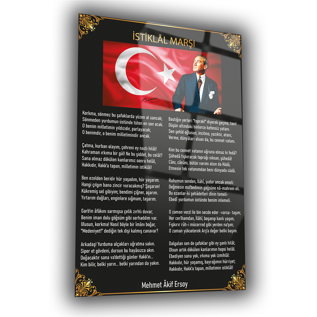 ABLAtatürk ve İstiklal Marşı Cam Tablo