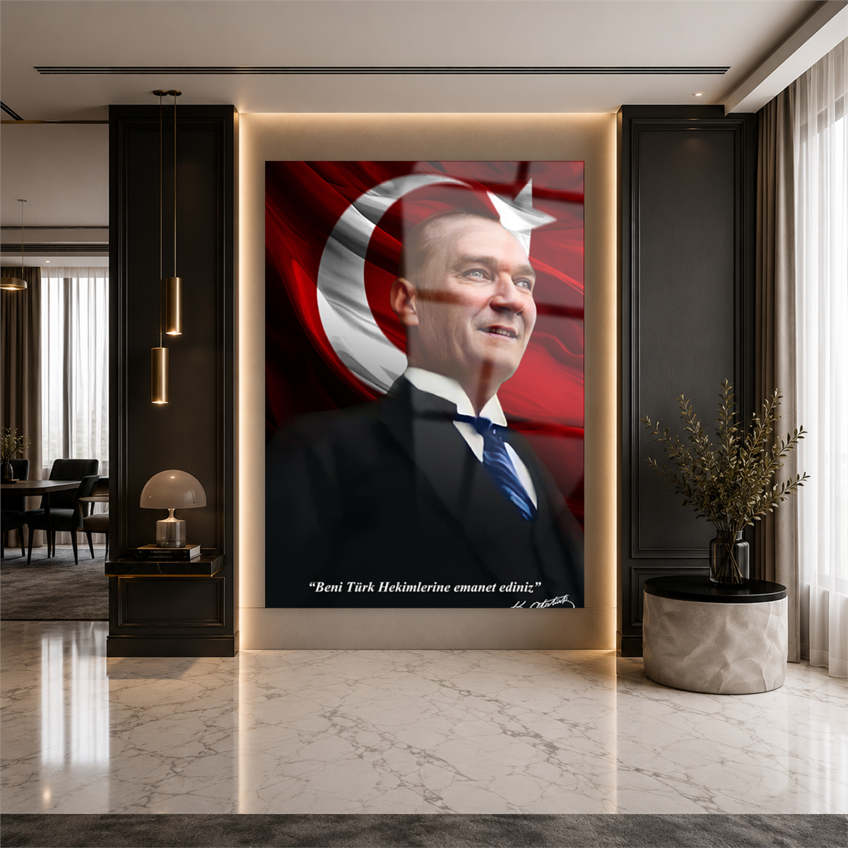 Dikey VatanTemalı Cam Tablo 190