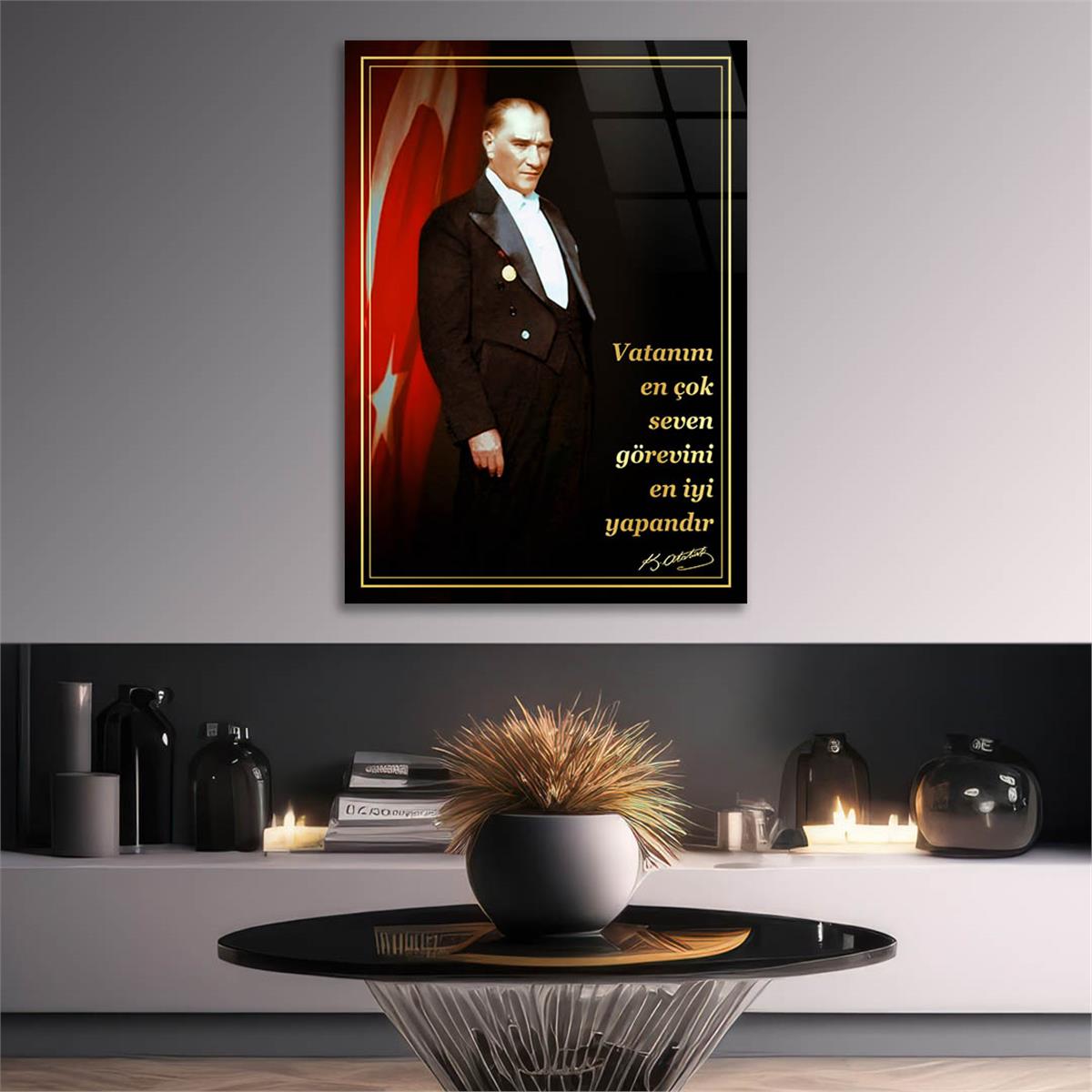 Dikey VatanTemalı Cam Tablo 263