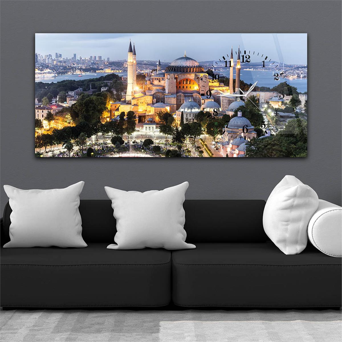 Side-Clock, Religious-Themed Horizontal Glass Wall Painting 035
