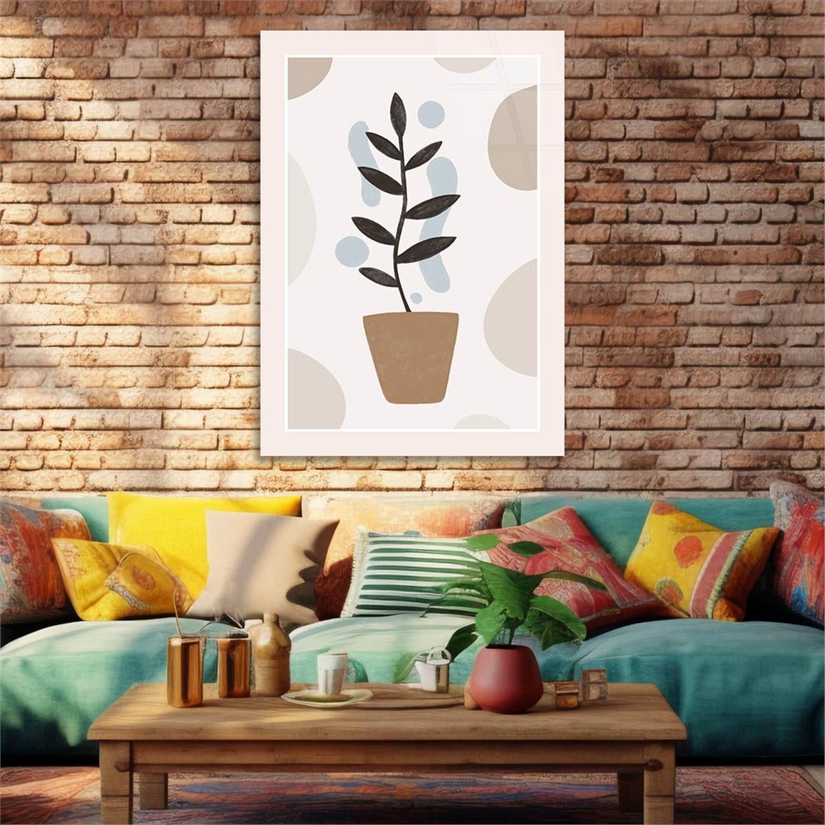Dikey Sanat Temalı Cam Tablo 374