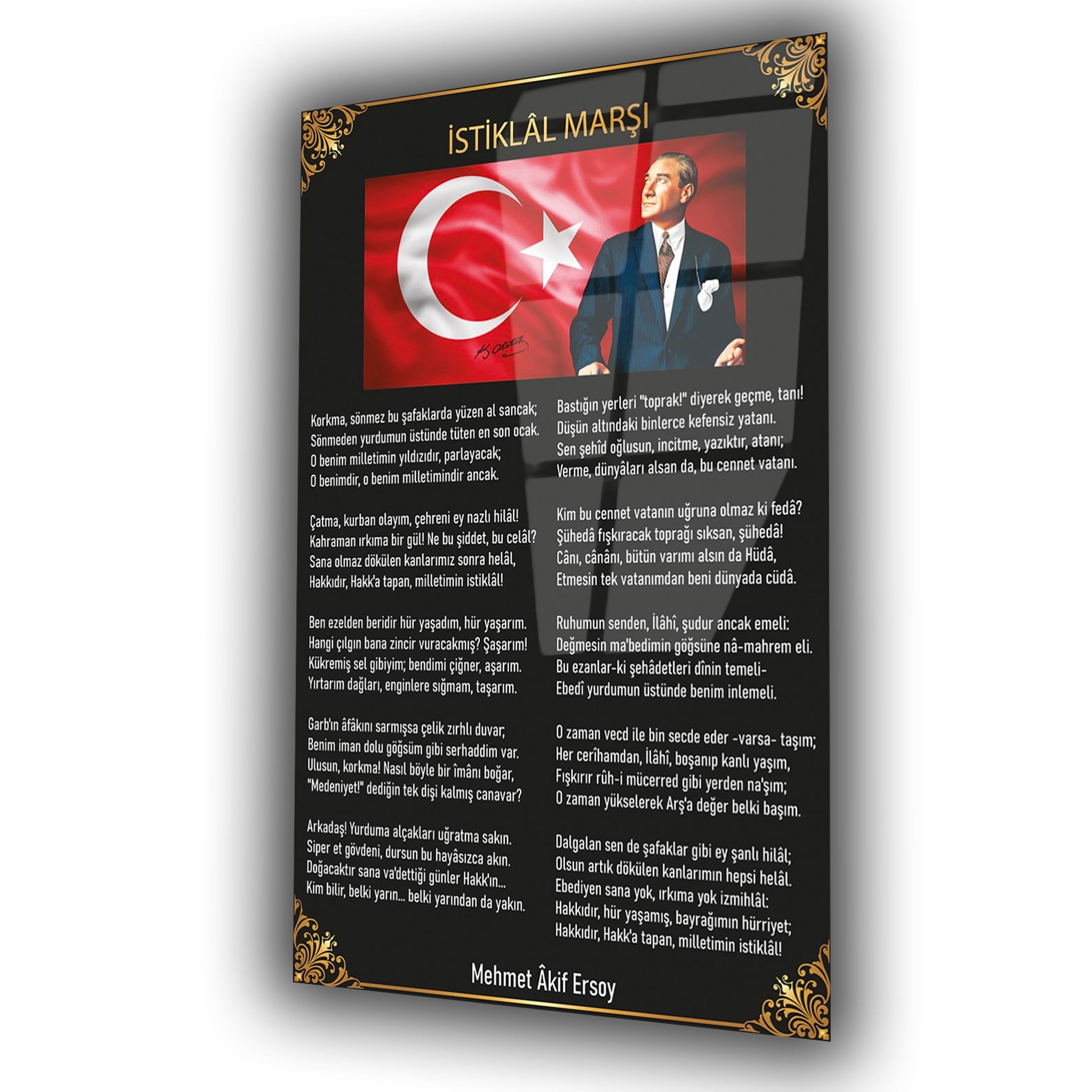 ABLAtatürk ve İstiklal Marşı Cam Tablo