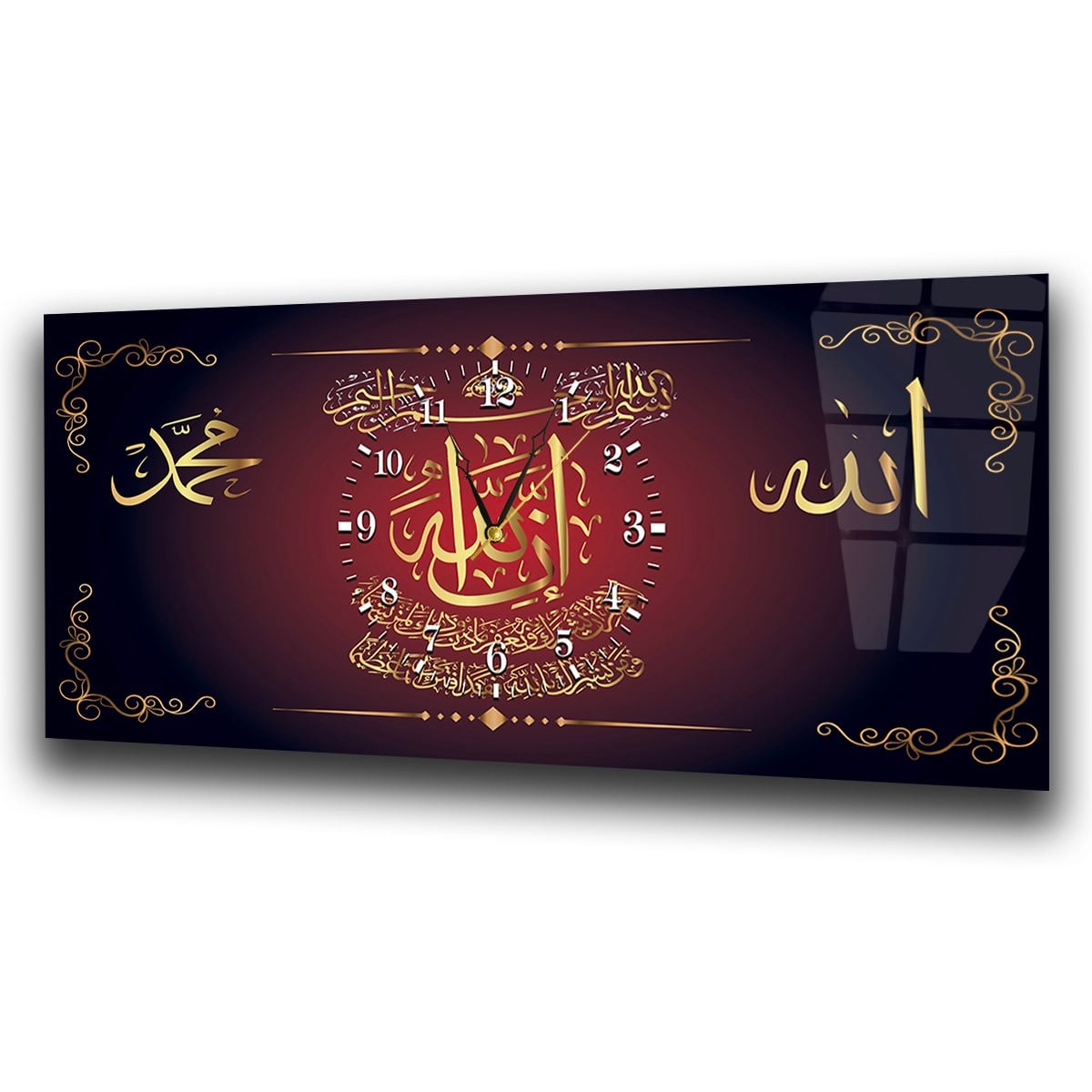 Middle-Clock, Religious-Themed Horizontal Glass Wall Painting 015