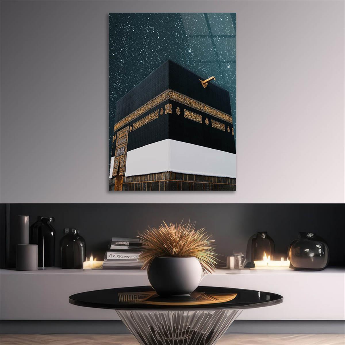 Ka’bah  on Glass Print Caaba Glass Wall Art Kaaba Tempered Glass Wall Art