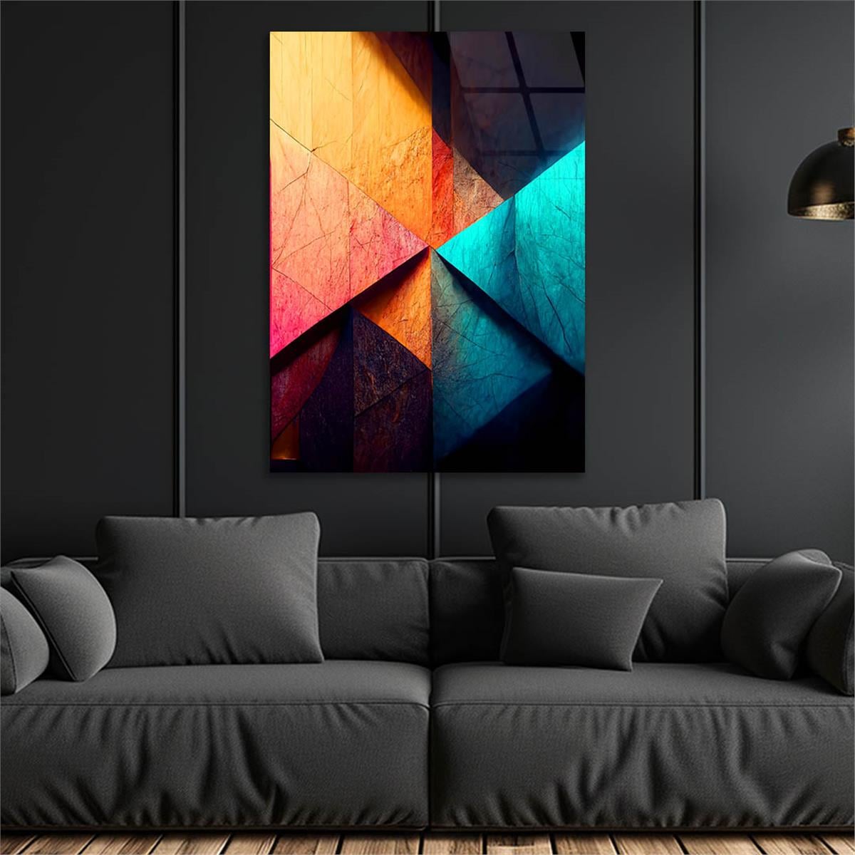 Dikey Sanat Temalı Cam Tablo 544