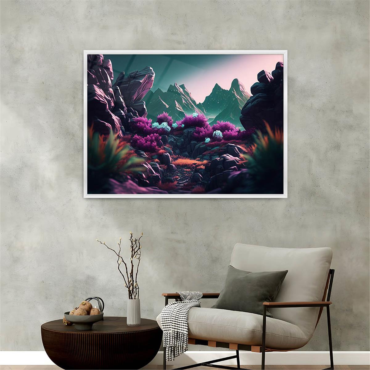 Aluminum-Framed Natured-Themed Tempered Glass Wall Art 067