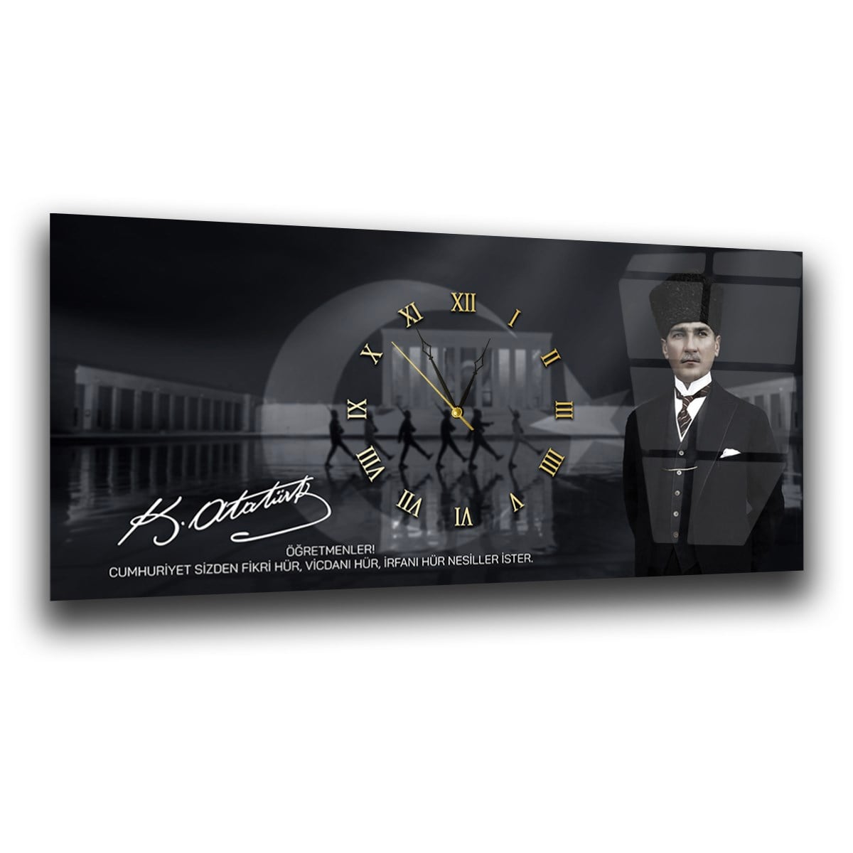 Middle-Clock, Homeland-Themed Horizontal Glass Wall Painting 053