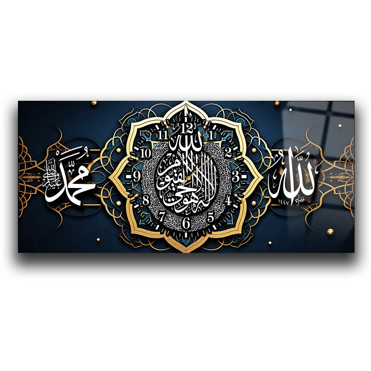 Middle-Clock, Religious-Themed Horizontal Glass Wall Painting 089