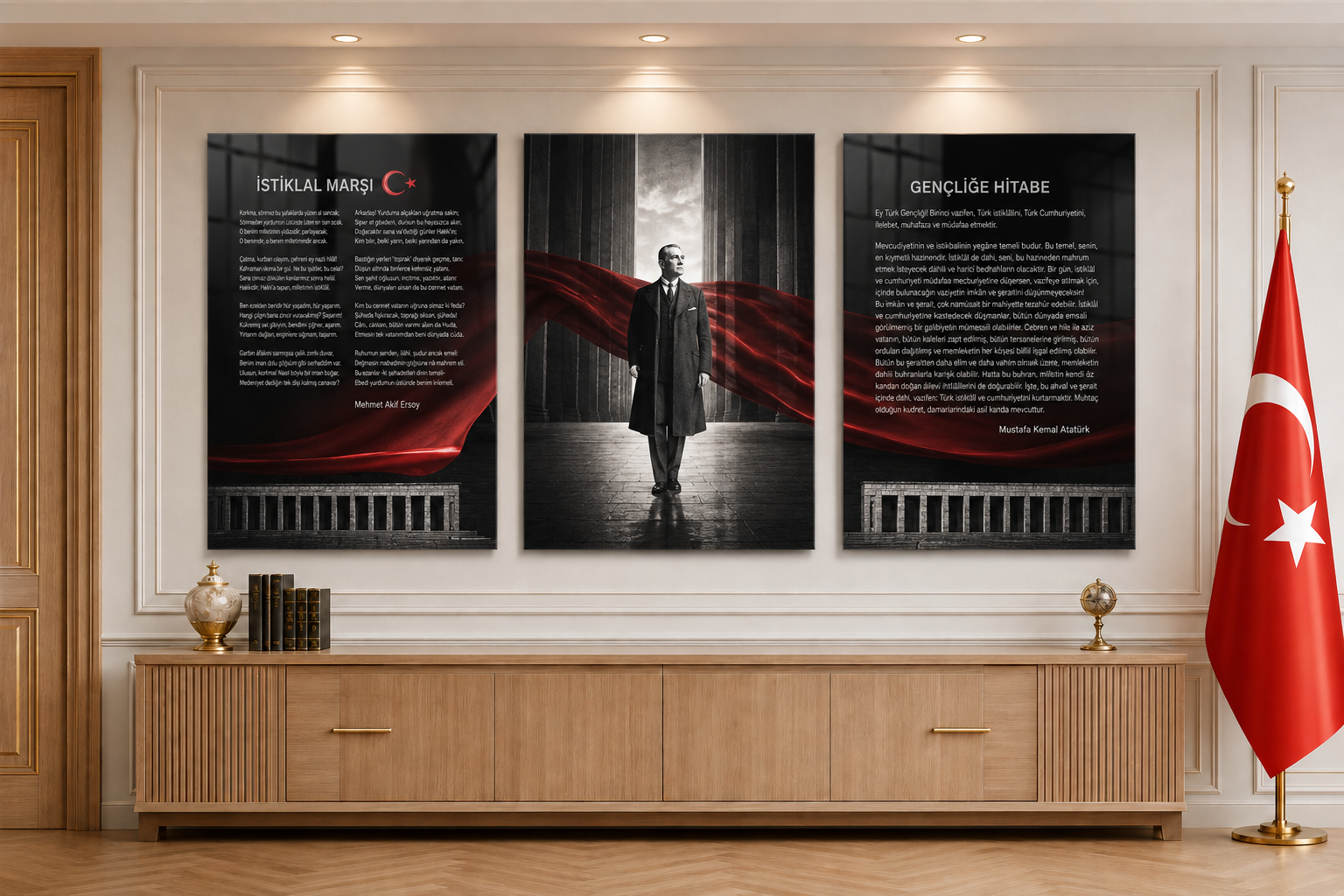  3lü Set VatanTemalı Cam Tablo 31
