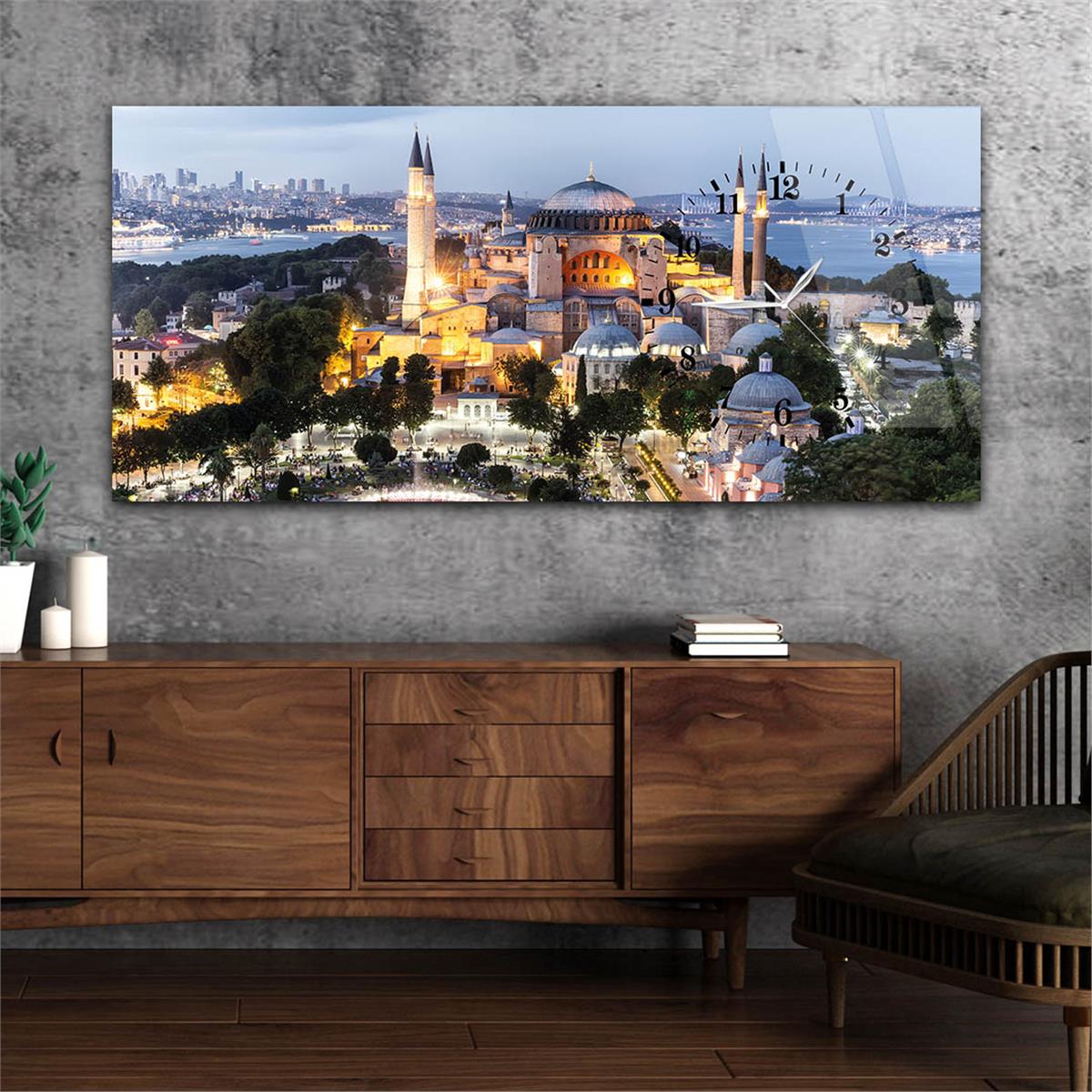 Side-Clock, Religious-Themed Horizontal Glass Wall Painting 035