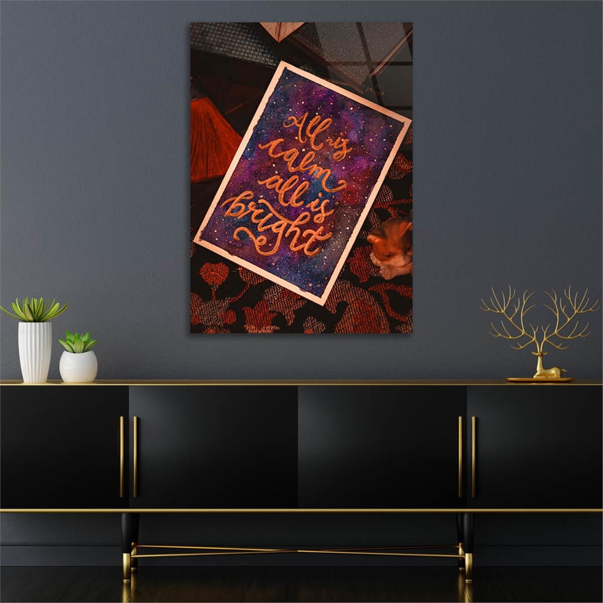 Dikey Sanat Temalı Cam Tablo 522