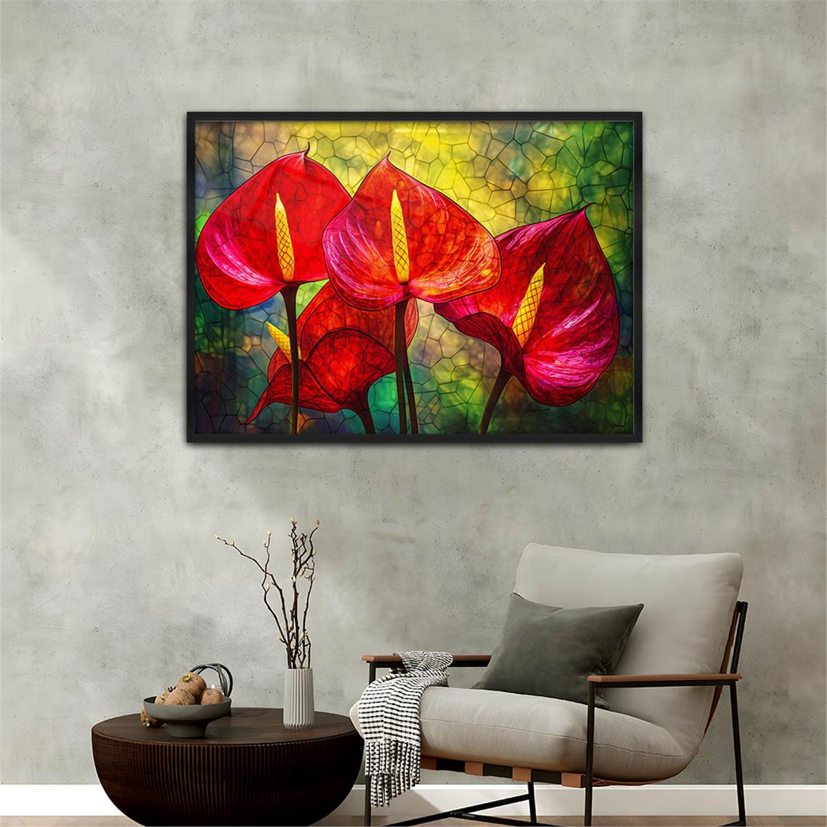 Aluminum-Framed Natured-Themed Tempered Glass Wall Art 039
