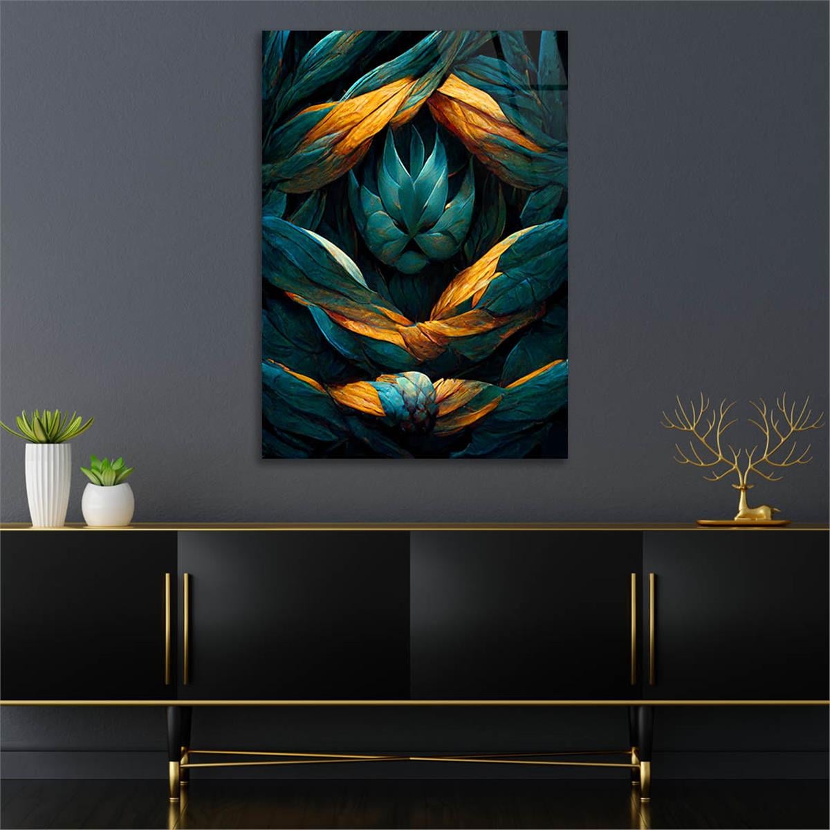 Dikey Sanat Temalı Cam Tablo 521