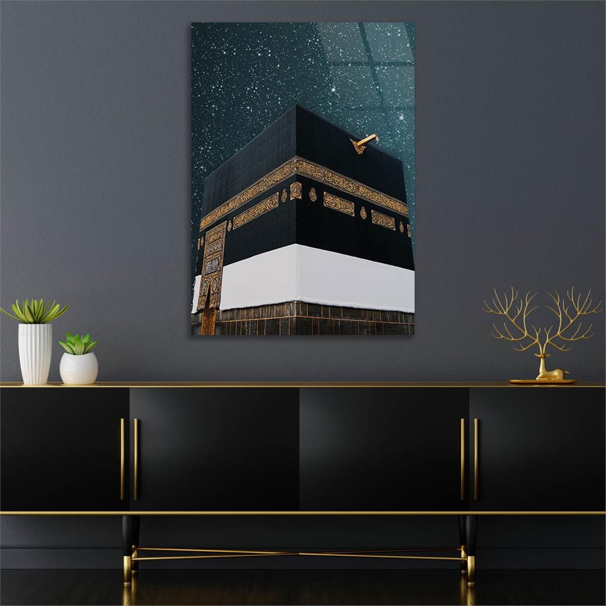 Ka’bah  on Glass Print Caaba Glass Wall Art Kaaba Tempered Glass Wall Art