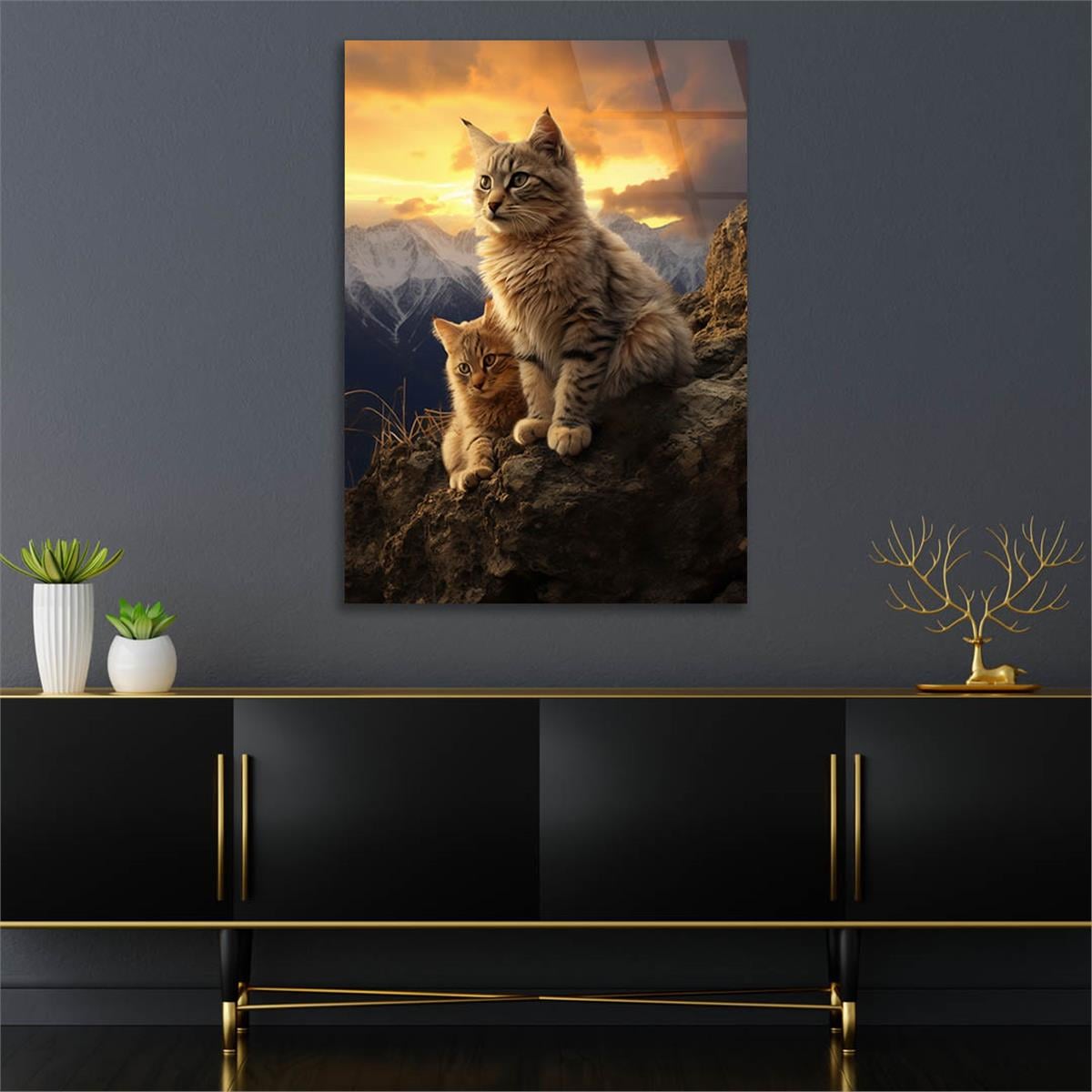 Dikey Doğa Temalı Cam Tablo 428