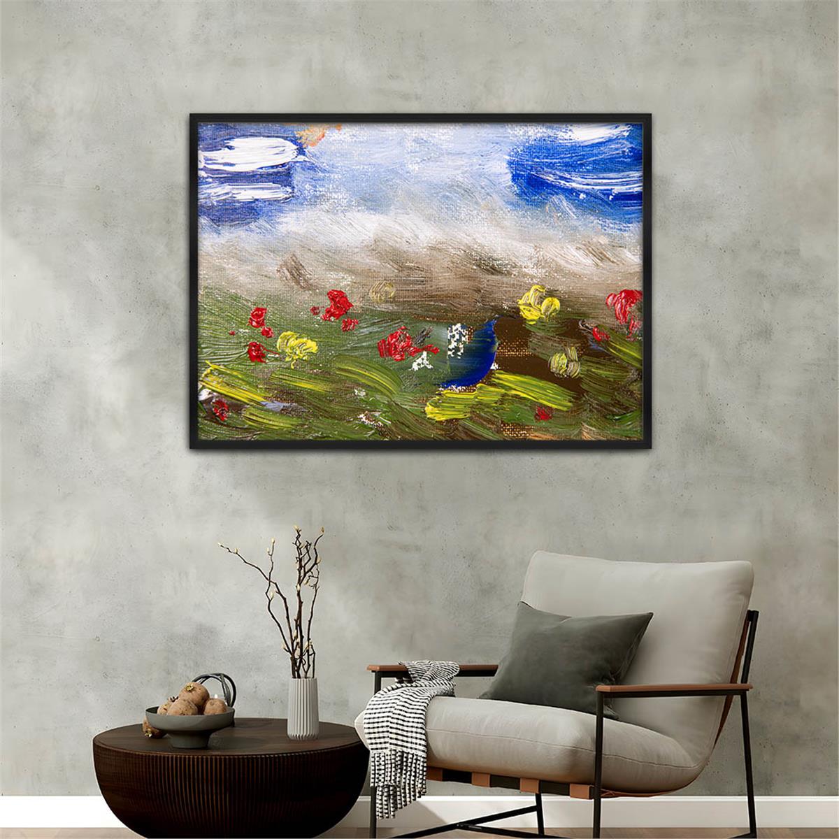 Aluminum-Framed Natured-Themed Tempered Glass Wall Art 044