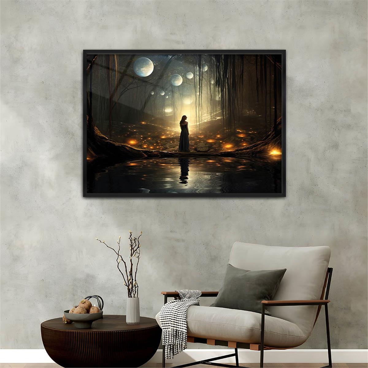 Aluminum-Framed Art-Themed Tempered Glass Wall Art 066
