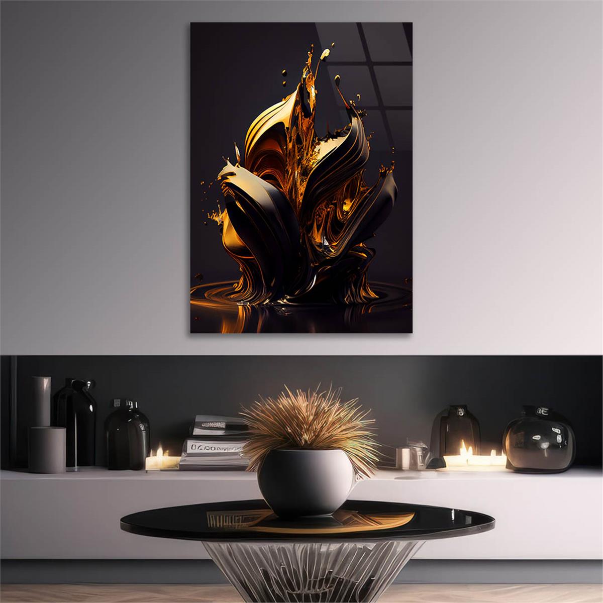Dikey Sanat Temalı Cam Tablo 351