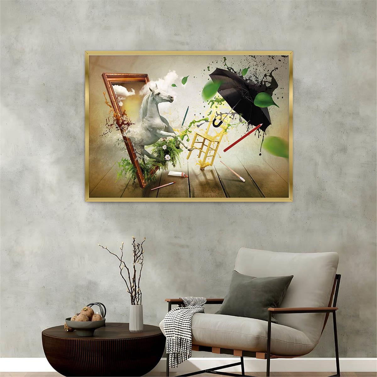 Aluminum-Framed Art-Themed Tempered Glass Wall Art 138