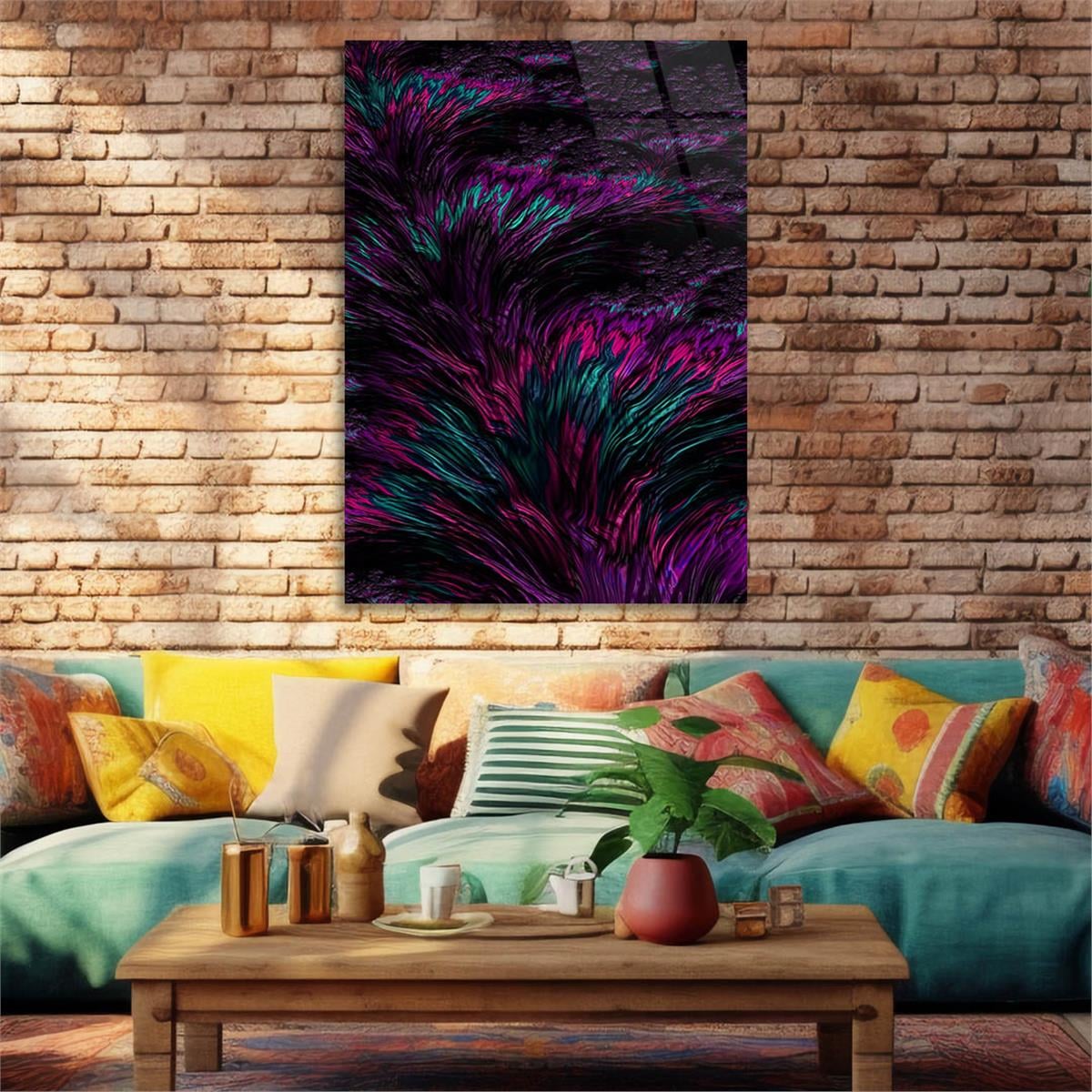 Dikey Sanat Temalı Cam Tablo 401