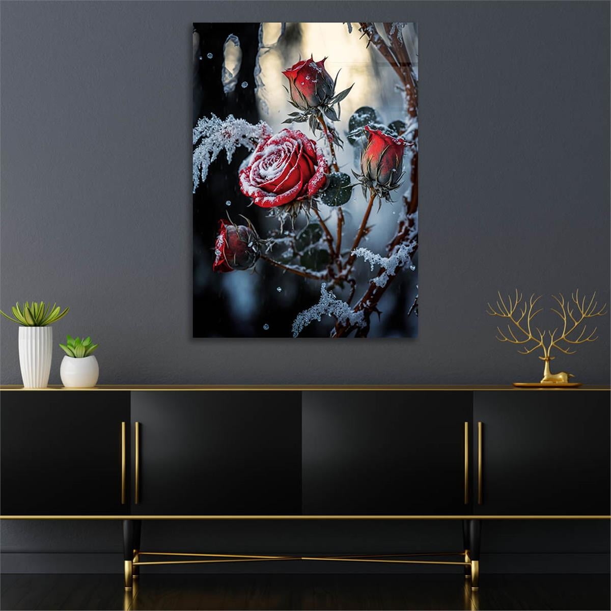 Vertical Tempered Glasss Wall Arts Natured-Themed163