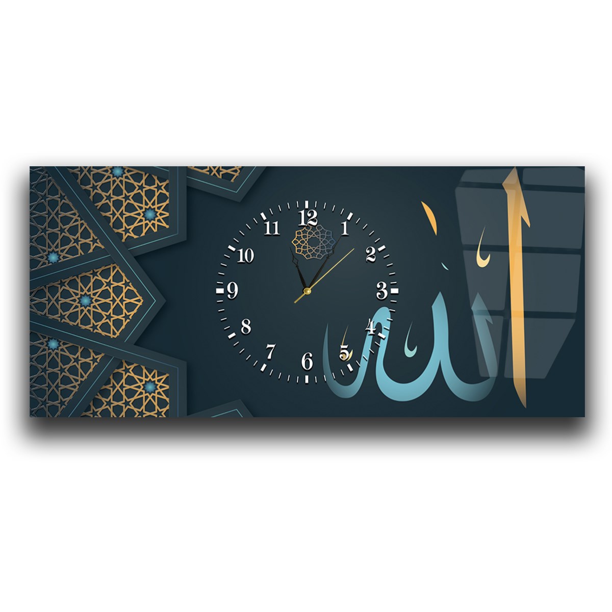 Middle-Clock, Religious-Themed Horizontal Glass Wall Painting 014