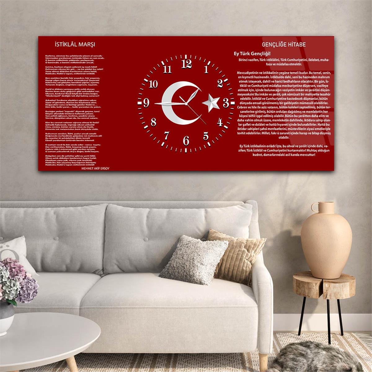 Middle-Clock, Homeland-Themed Horizontal Glass Wall Painting 002