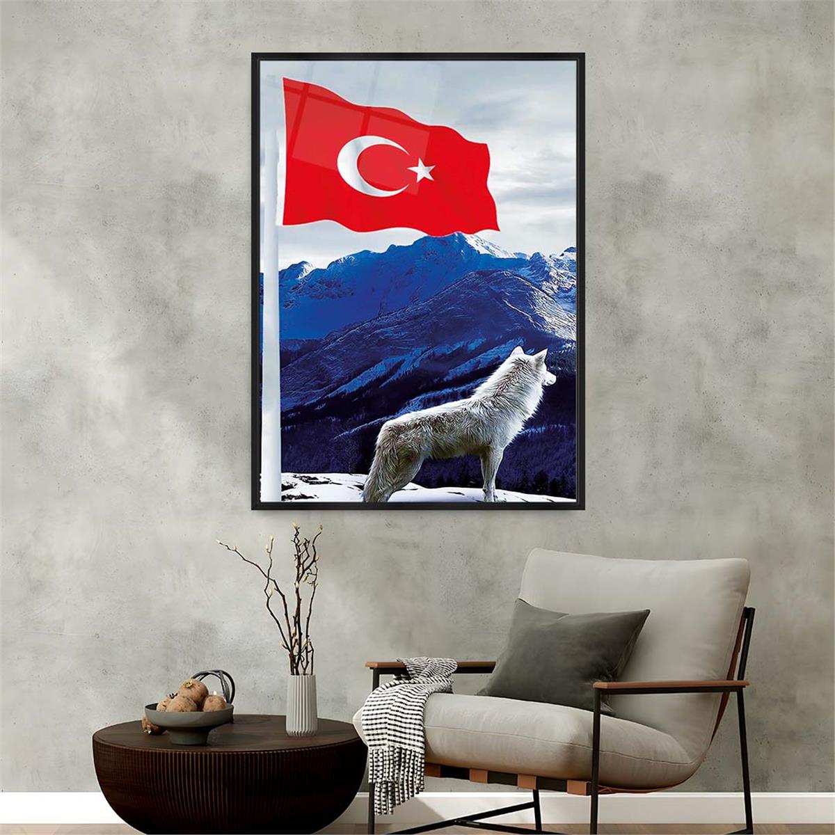 Aluminum-Framed National-Themed Tempered Glass Wall Art 083
